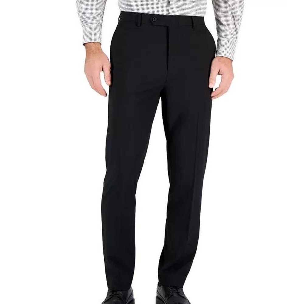 NWT Van Heusen Talon Dress Pants Men's 44x32 Black Polyester Rayon Blend